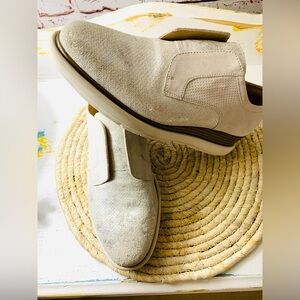 Geox Respira distressed silver leather slip ons